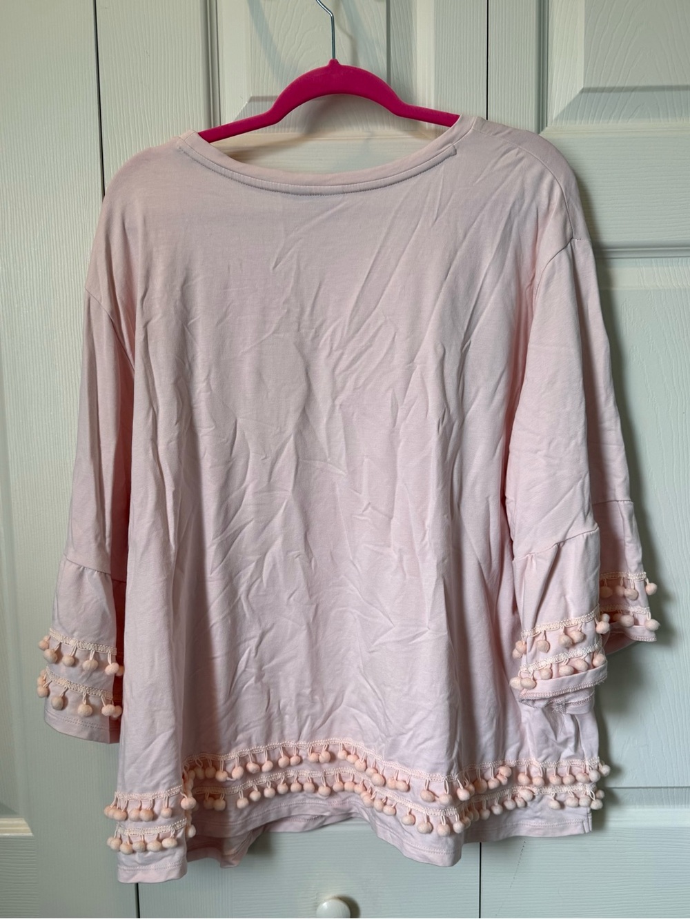 # crown & ivy Blush Pink 3X Pom-Pom Trim Relaxed Top - Picture 5 of 6